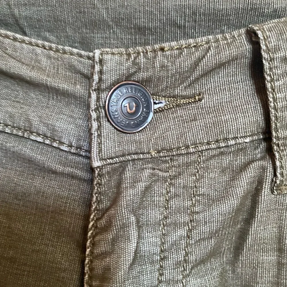 True Religion Rocco Green Corduroy Relaxed Fit Pants Size 34
